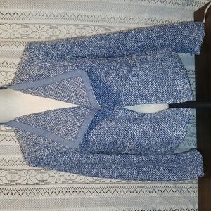 Talbots -  Elegant Blue-White Textured Tweed Jacket